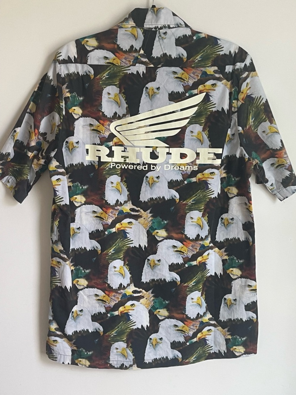 Rhude Black Multicolor Eagle-Print Short Sleeve Button-Down Shirt - Picture 2 of 5